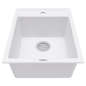 Alternate Image for Karran 16" Drop In/Topmount Quartz Composite Kitchen Sink, White, QT-825-WH