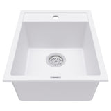 Karran 16" Drop In/Topmount Quartz Composite Kitchen Sink, White, QT-825-WH