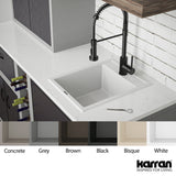 Karran 16" Drop In/Topmount Quartz Composite Kitchen Sink, White, QT-825-WH