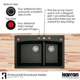 Karran 33" Drop In/Topmount Quartz Composite Kitchen Sink, 60/40 Double Bowl, Grey, QT-711-GR-PK1
