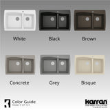 Karran 34" Drop In/Topmount Quartz Composite Kitchen Sink, 60/40 Double Bowl, Black, QT-721-BL