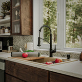 Karran 33" Drop In/Topmount Quartz Composite Kitchen Sink, 50/50 Double Bowl, Bisque, QTWS-880-BI