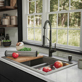 Karran 33" Drop In/Topmount Quartz Composite Kitchen Sink, 50/50 Double Bowl, Concrete, QTWS-880-CN