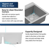 Karran 33" Drop In/Topmount Quartz Composite Kitchen Sink, 50/50 Double Bowl, Grey, QTWS-880-GR