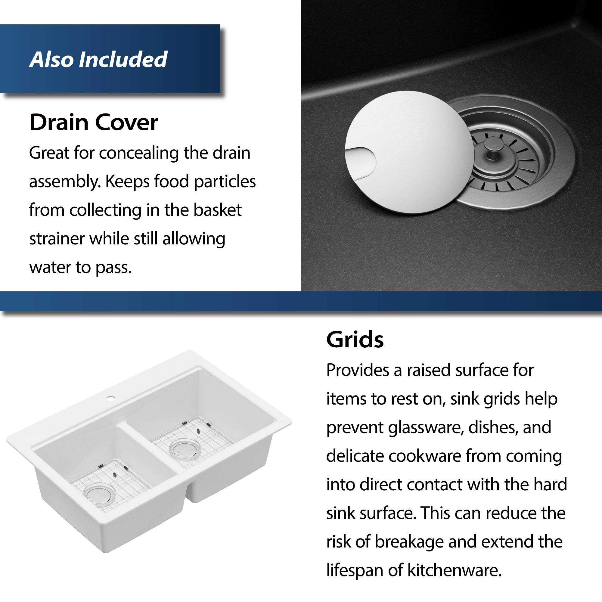 Karran 33" Drop In/Topmount Quartz Composite Kitchen Sink, 50/50 Double Bowl, White, QTWS-880-WH
