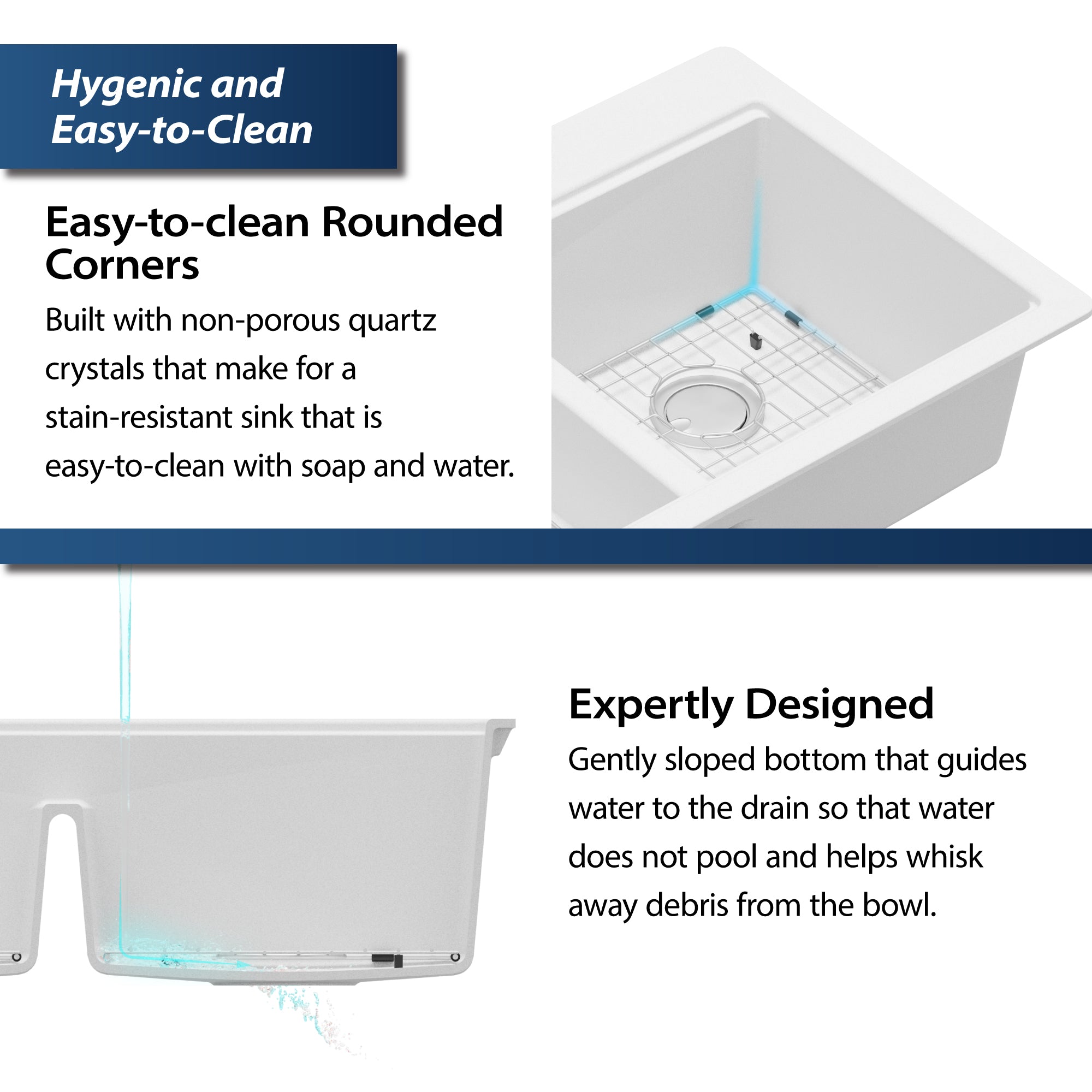 Karran 33" Drop In/Topmount Quartz Composite Kitchen Sink, 50/50 Double Bowl, White, QTWS-880-WH