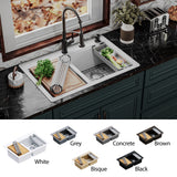 Karran 33" Drop In/Topmount Quartz Composite Kitchen Sink, 50/50 Double Bowl, White, QTWS-880-WH