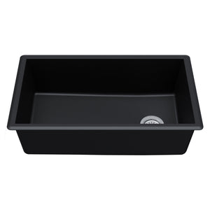 Alternate Image for Karran 32" Undermount Quartz Composite Kitchen Sink, Black, QU-670-BL