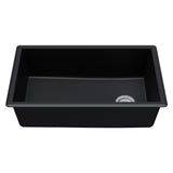 Karran 32" Undermount Quartz Composite Kitchen Sink, Black, QU-670-BL