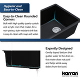 Karran 32" Undermount Quartz Composite Kitchen Sink, Black, QU-670-BL