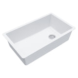 Karran 32" Undermount Quartz Composite Kitchen Sink, White, QU-670-WH