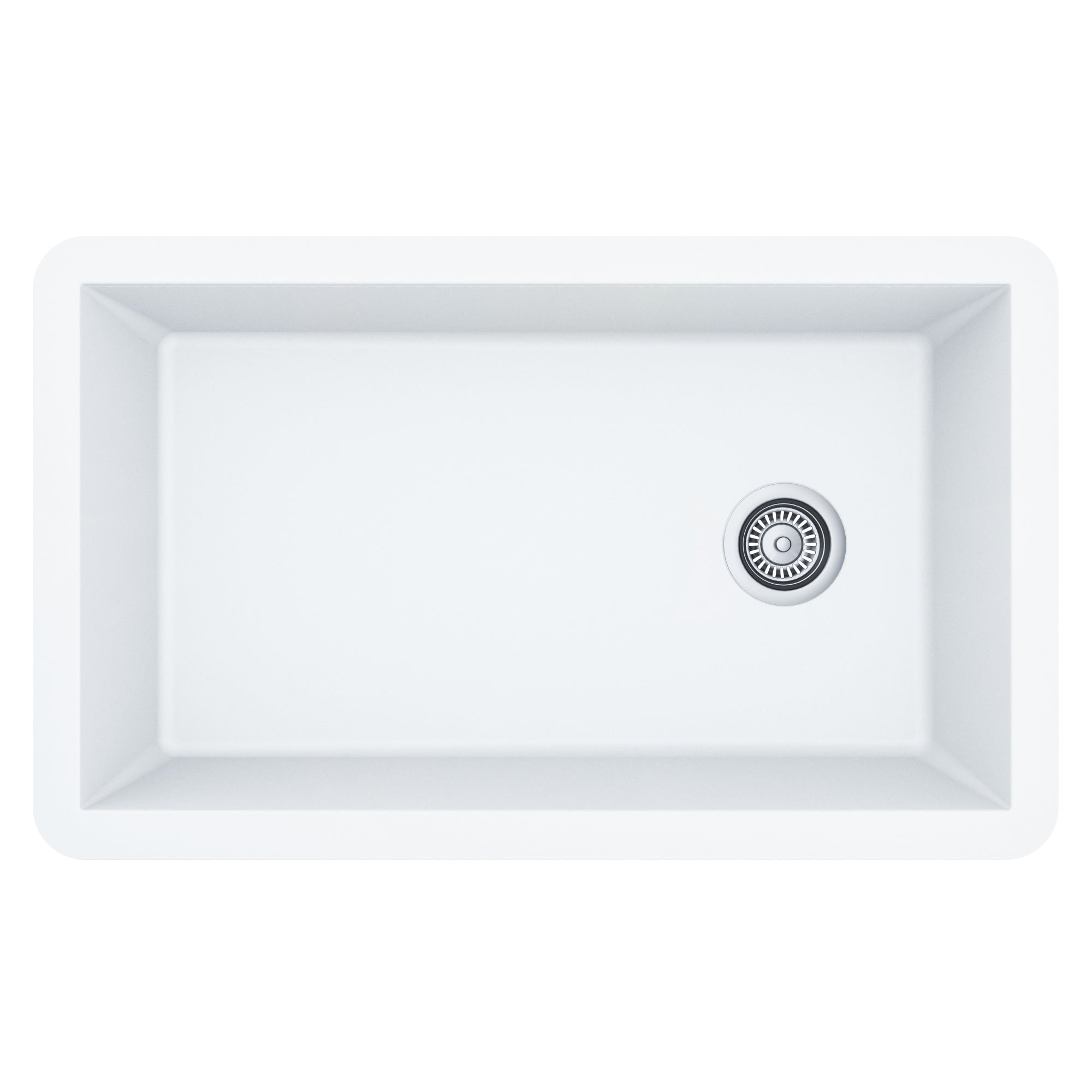 Karran 32" Undermount Quartz Composite Kitchen Sink, White, QU-670-WH