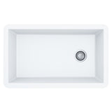 Karran 32" Undermount Quartz Composite Kitchen Sink, White, QU-670-WH