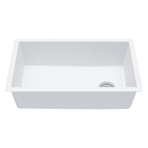 Karran 32" Undermount Quartz Composite Kitchen Sink, White, QU-670-WH