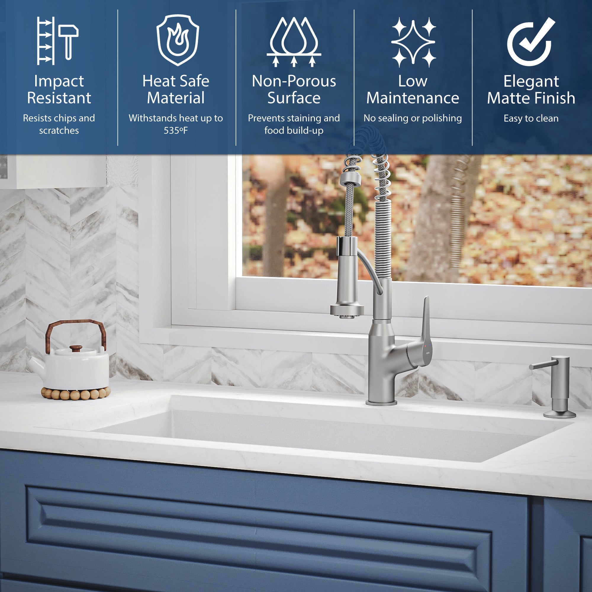Karran 32" Undermount Quartz Composite Kitchen Sink, White, QU-670-WH