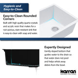 Karran 32" Undermount Quartz Composite Kitchen Sink, White, QU-670-WH