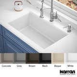 Karran 32" Undermount Quartz Composite Kitchen Sink, White, QU-670-WH