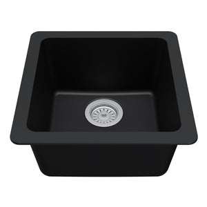 Alternate Image for Karran 17" Undermount Quartz Composite Kitchen Sink, Black, QU-690-BL