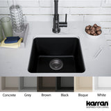 Karran 17" Undermount Quartz Composite Kitchen Sink, Black, QU-690-BL