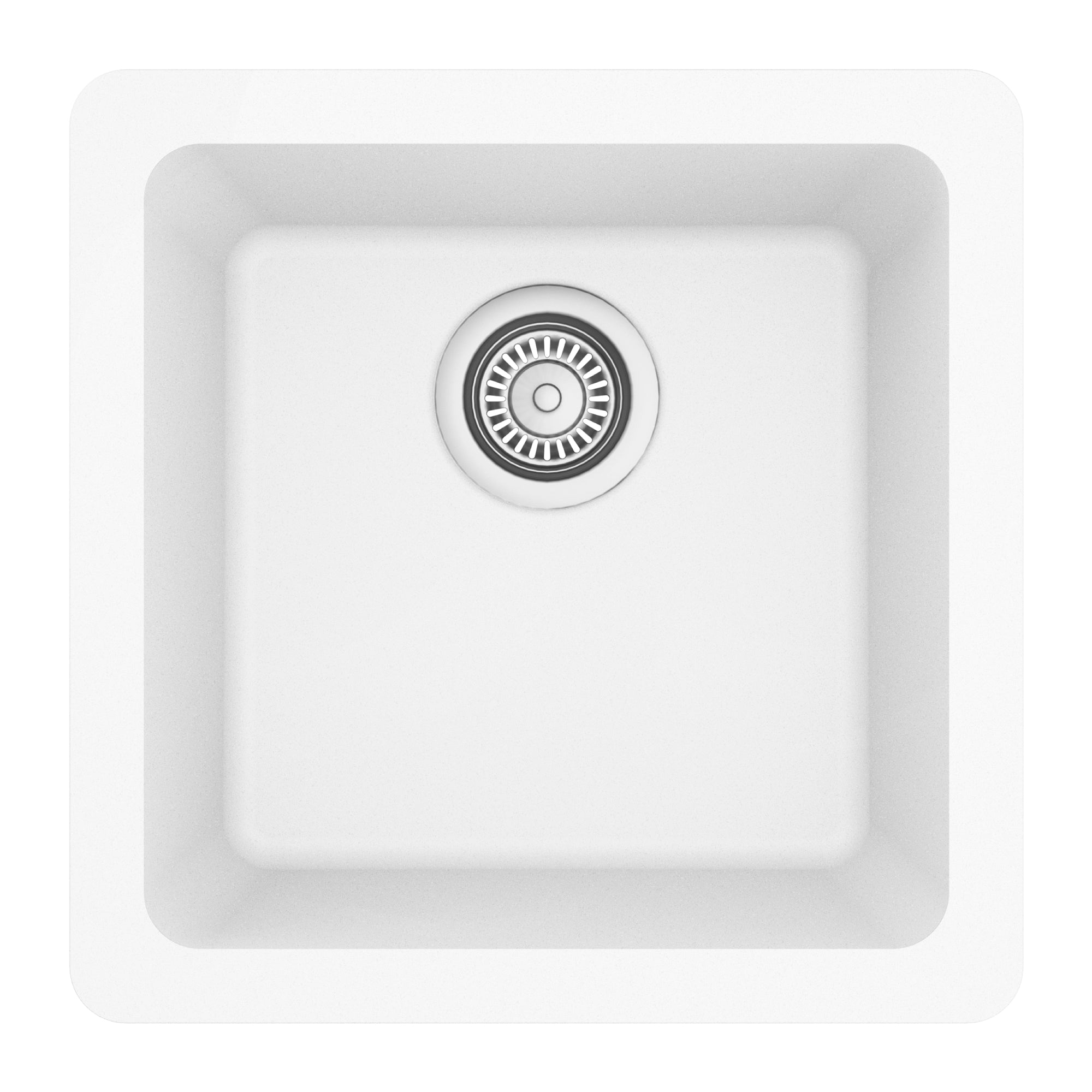 Karran 17" Undermount Quartz Composite Kitchen Sink, White, QU-690-WH