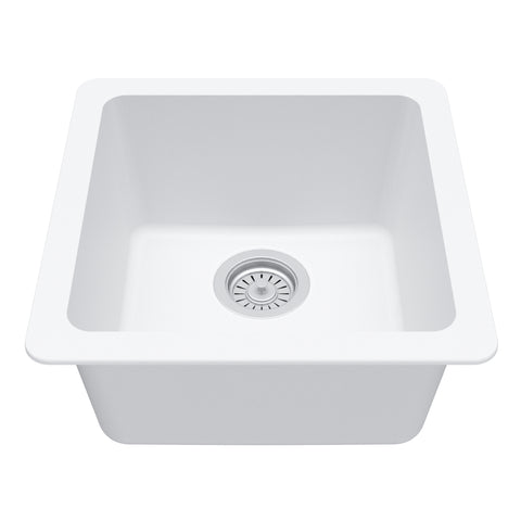 Karran 17" Undermount Quartz Composite Kitchen Sink, White, QU-690-WH