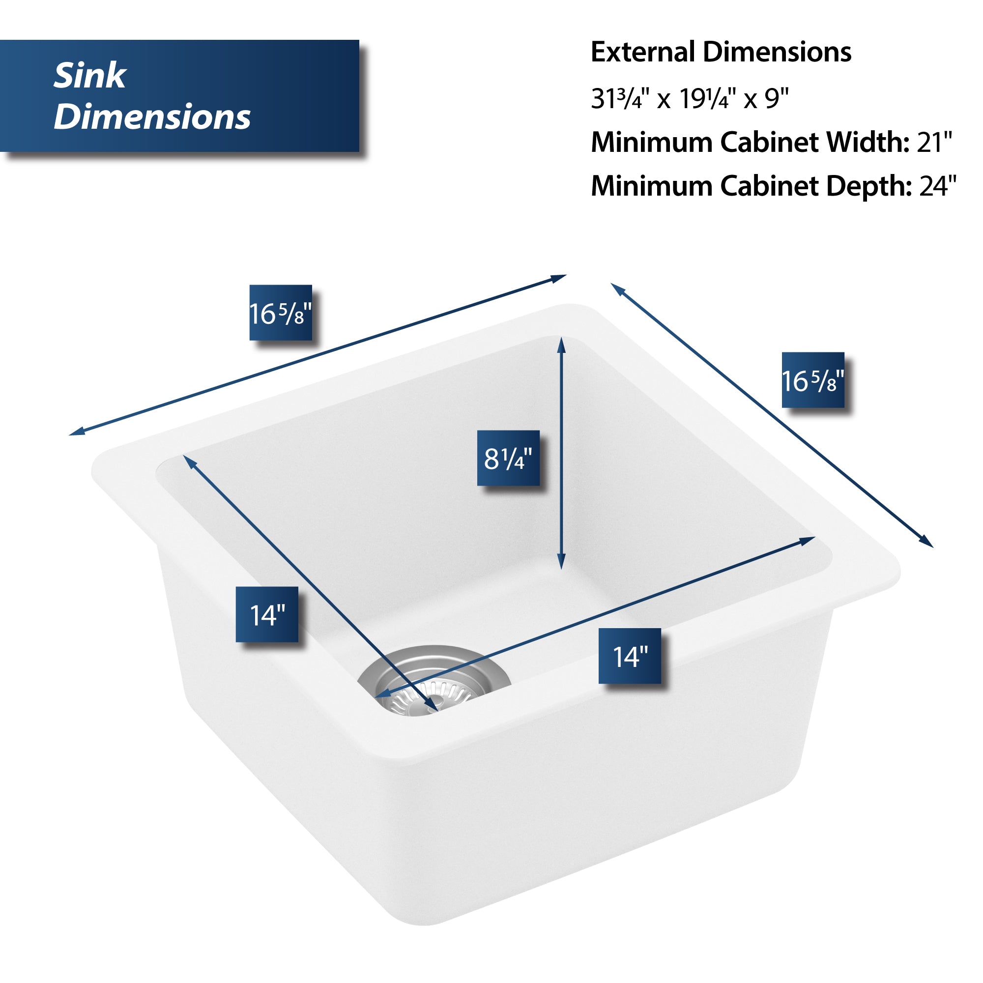 Karran 17" Undermount Quartz Composite Kitchen Sink, White, QU-690-WH