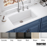 Karran 33" Undermount Quartz Composite Kitchen Sink, White, QU-712-WH