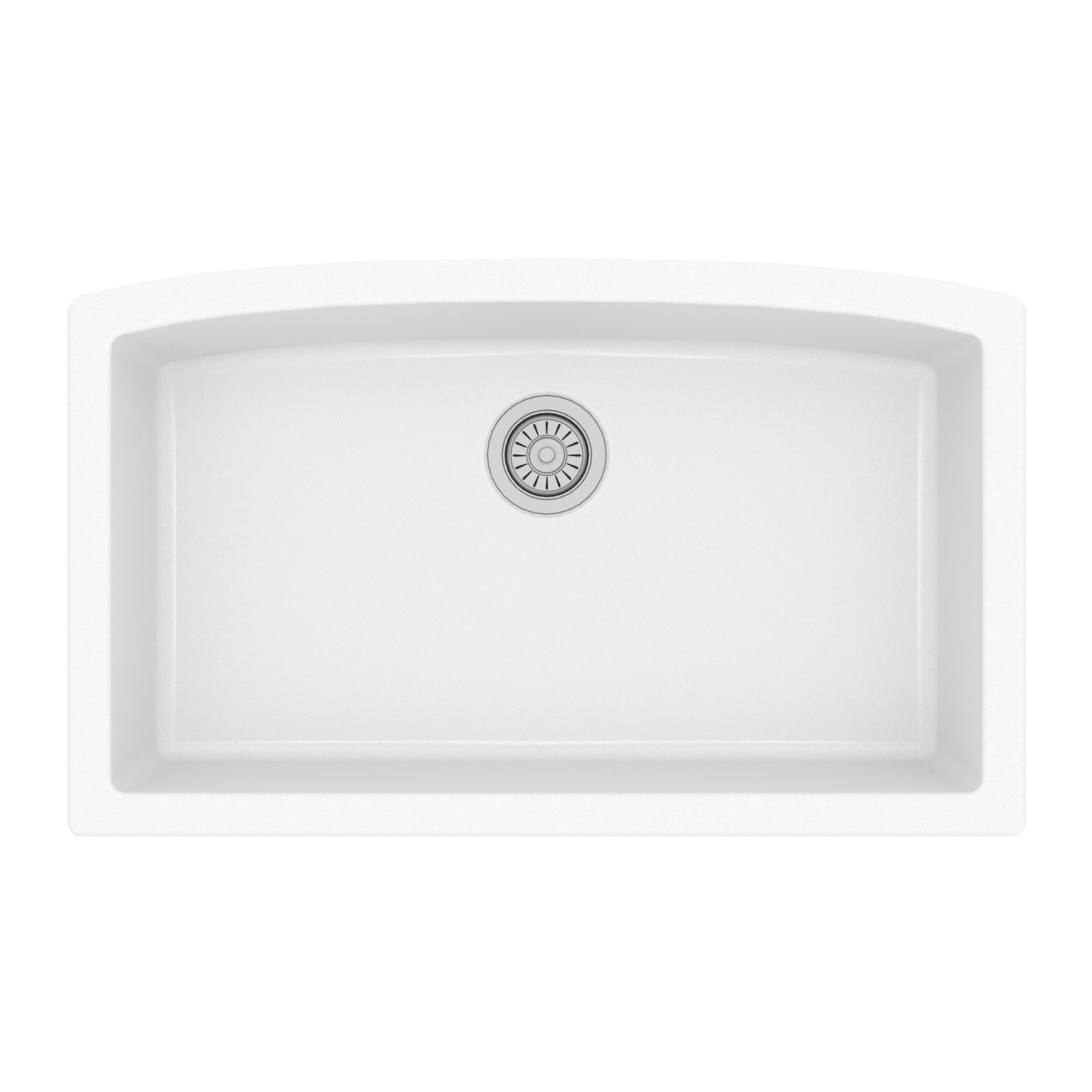 Karran 33" Undermount Quartz Composite Kitchen Sink, White, QU-712-WH
