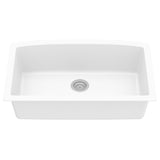 Karran 33" Undermount Quartz Composite Kitchen Sink, White, QU-712-WH