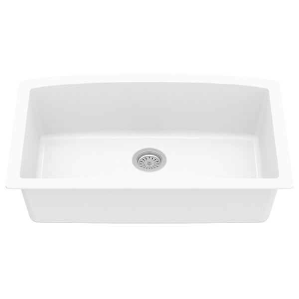 Karran 33" Undermount Quartz Composite Kitchen Sink, White, QU-712-WH