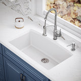 Karran 33" Undermount Quartz Composite Kitchen Sink, White, QU-712-WH