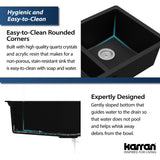 Karran 32" Undermount Quartz Composite Kitchen Sink, 50/50 Double Bowl, Black, QU-810-BL