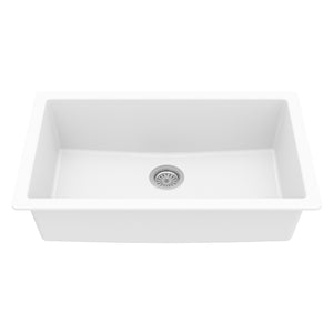 Alternate Image for Karran 32" Undermount Quartz Composite Kitchen Sink, White, QU-812-WH
