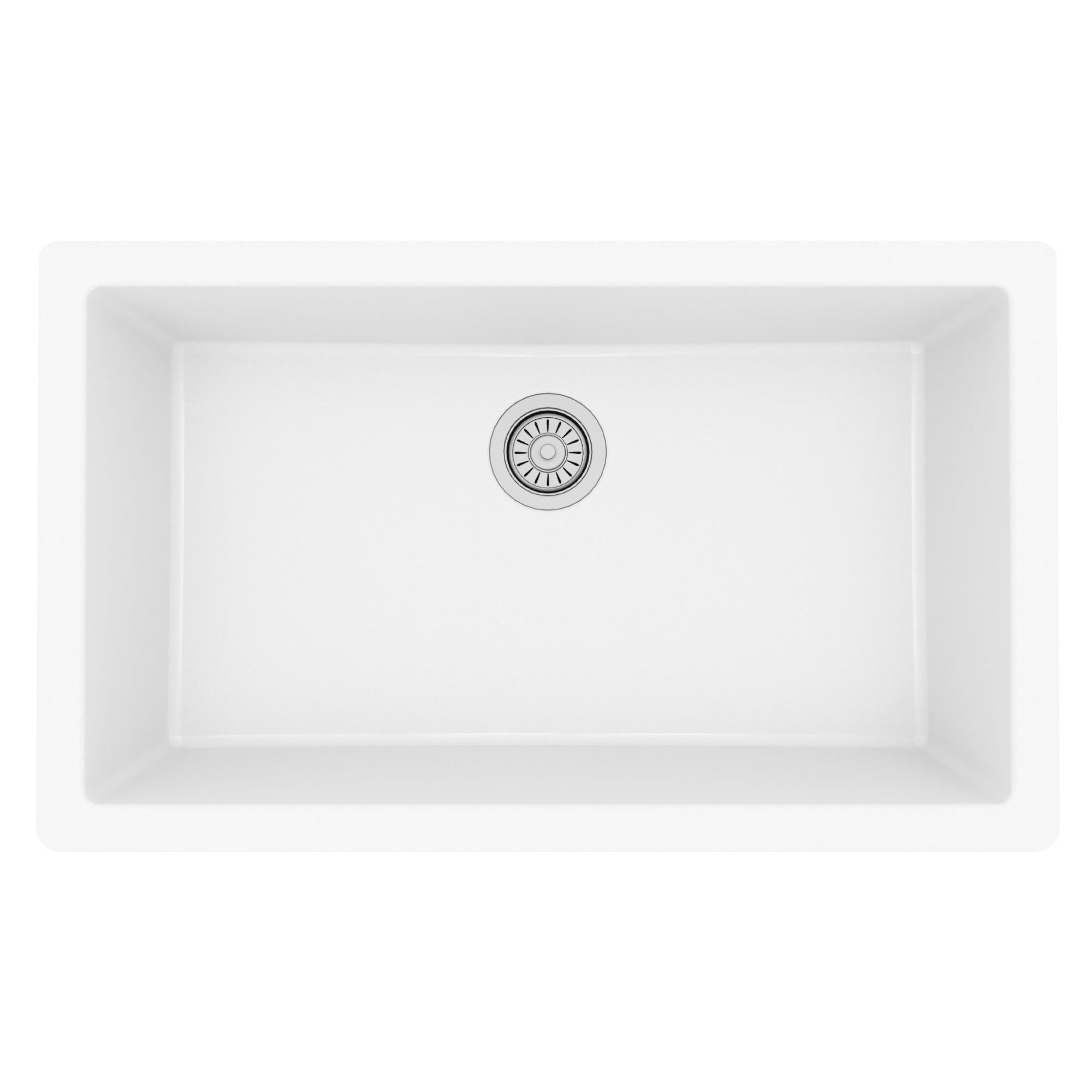 Karran 32" Undermount Quartz Composite Kitchen Sink, White, QU-812-WH