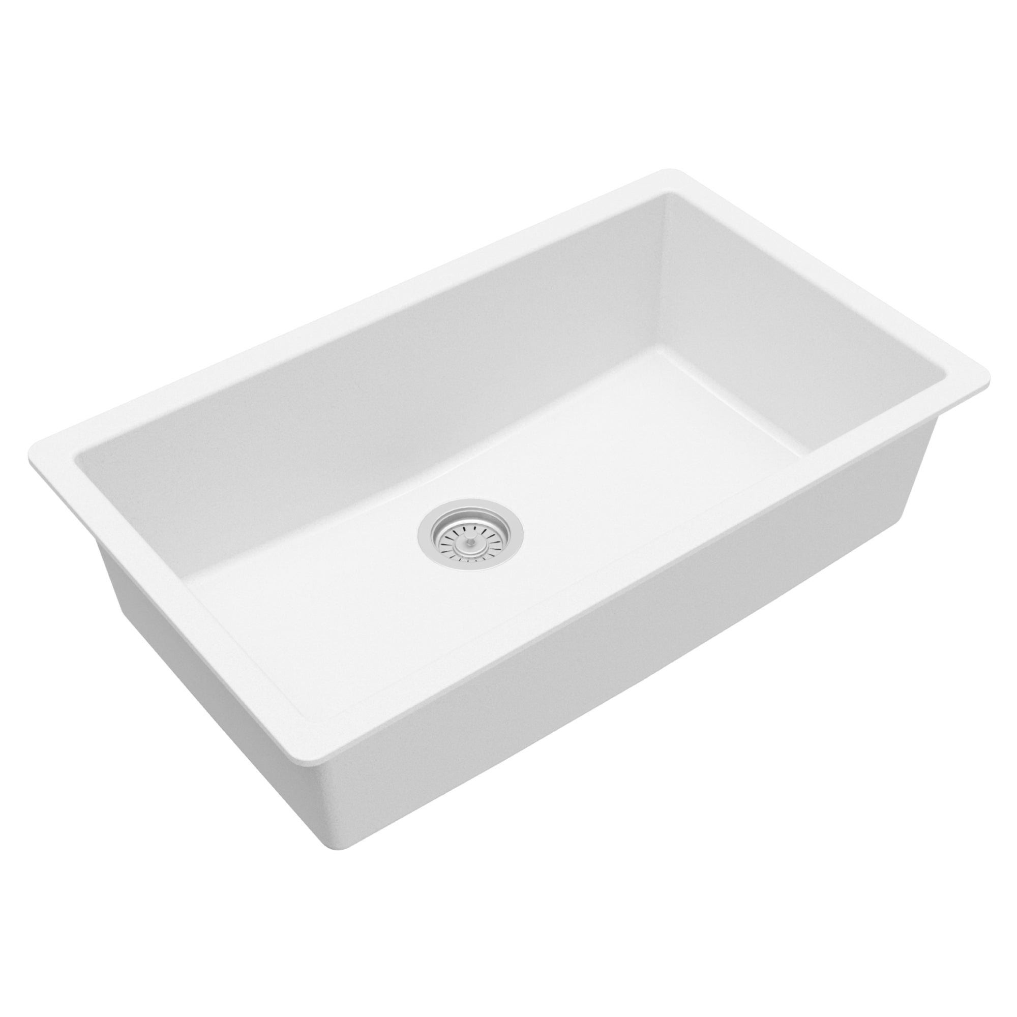 Karran 32" Undermount Quartz Composite Kitchen Sink, White, QU-812-WH