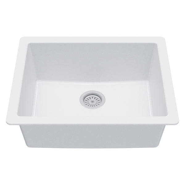 Karran 24" Undermount Quartz Composite Kitchen Sink, White, QU-820-WH