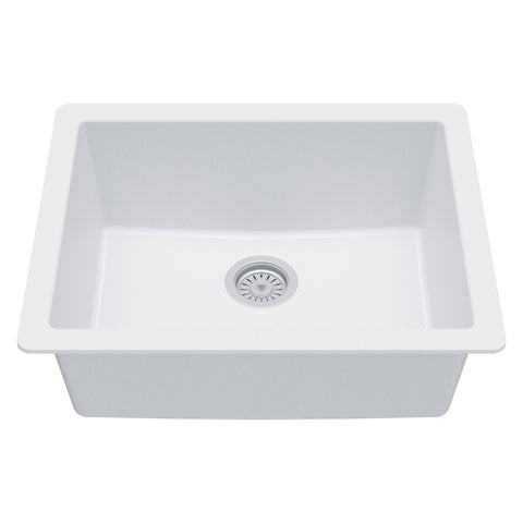 Karran 24" Undermount Quartz Composite Kitchen Sink, White, QU-820-WH