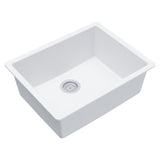 Karran 24" Undermount Quartz Composite Kitchen Sink, White, QU-820-WH