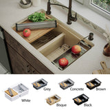 Karran 33" Undermount Quartz Composite Kitchen Sink, 50/50 Double Bowl, Bisque, QUWS-880-BI