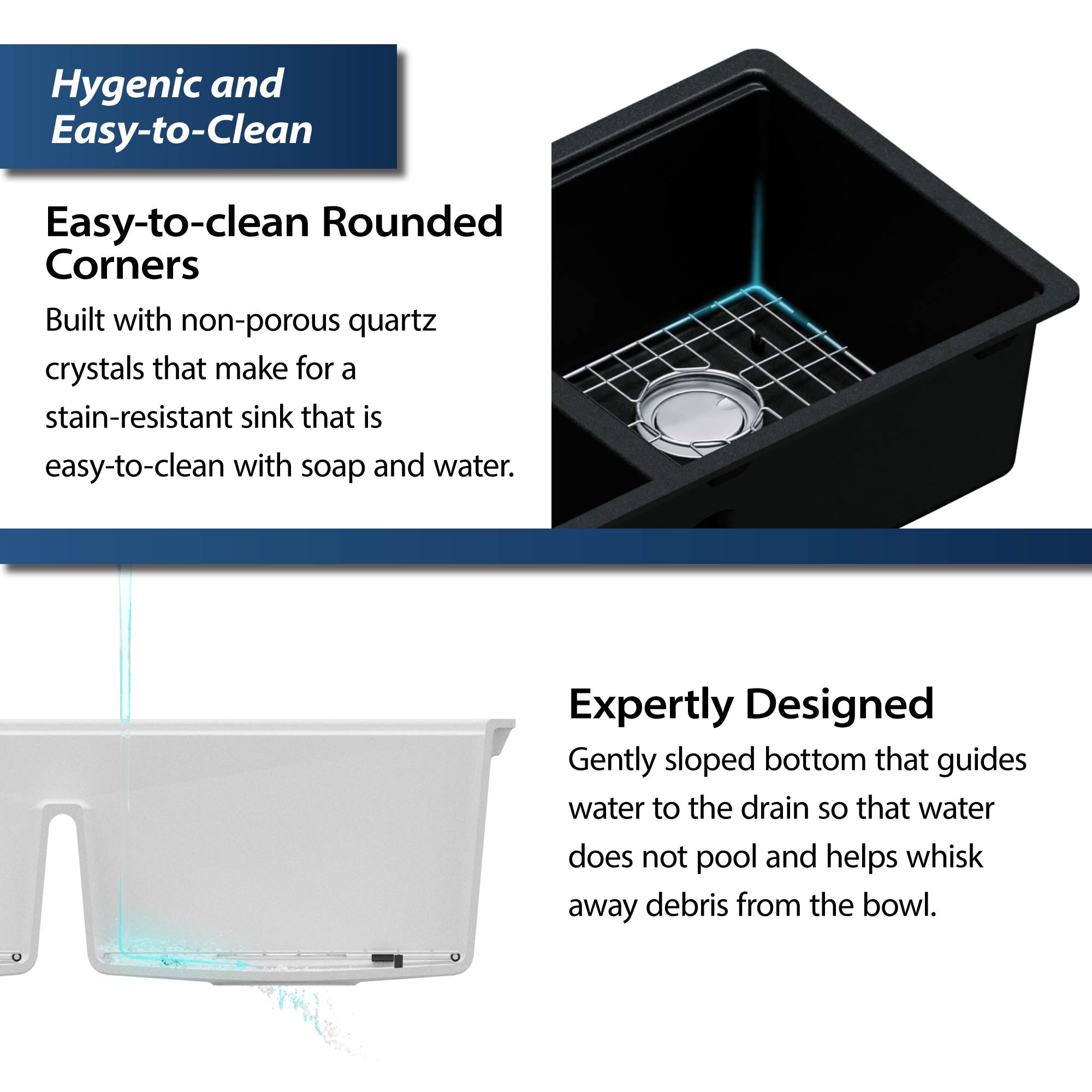 Karran 33" Undermount Quartz Composite Kitchen Sink, 50/50 Double Bowl, Black, QUWS-880-BL