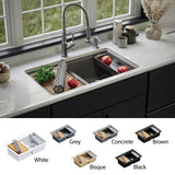 Karran 33" Undermount Quartz Composite Kitchen Sink, 50/50 Double Bowl, Concrete, QUWS-880-CN