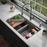 Karran 33" Undermount Quartz Composite Kitchen Sink, 50/50 Double Bowl, Concrete, QUWS-880-CN