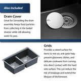 Karran 33" Undermount Quartz Composite Kitchen Sink, 50/50 Double Bowl, Grey, QUWS-880-GR
