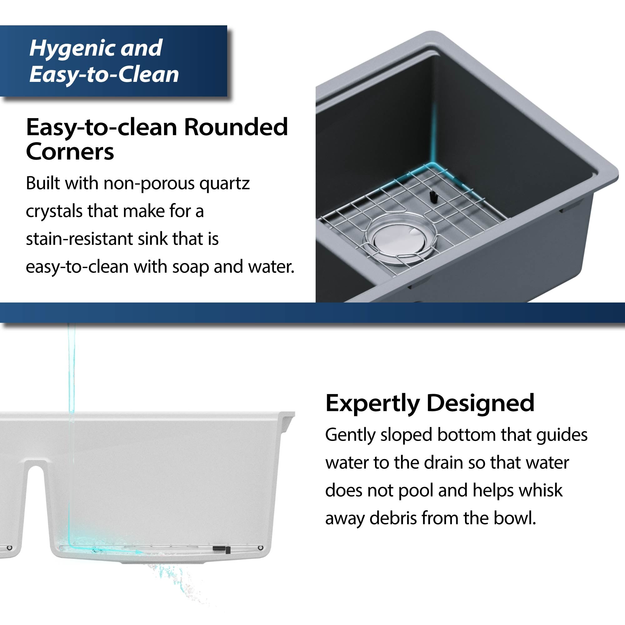 Karran 33" Undermount Quartz Composite Kitchen Sink, 50/50 Double Bowl, Grey, QUWS-880-GR