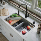 Karran 33" Undermount Quartz Composite Kitchen Sink, 50/50 Double Bowl, Grey, QUWS-880-GR