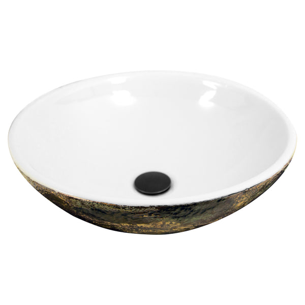 Main Image for Nantucket Sinks Regatta 17" Fireclay Bathroom Vessel Sink, White/Gold, RC7040GMS-W