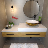 Nantucket Sinks Regatta 17" Fireclay Bathroom Sink, White/Gold, RC7040GMS-W