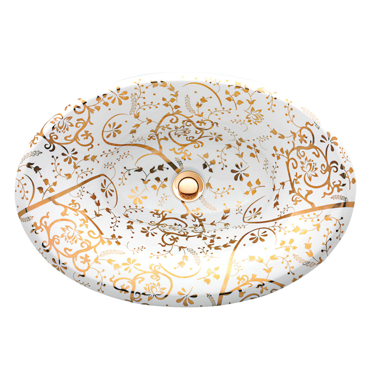 Nantucket Sinks Regatta 25" Fireclay Bathroom Sink, White/Gold, RC70640GS