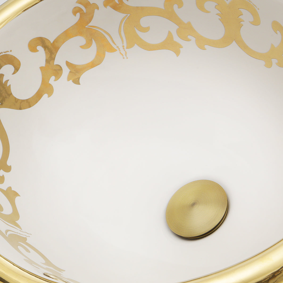 Nantucket Sinks Regatta 20" Fireclay Bathroom Sink, White/Gold, RC73240GS