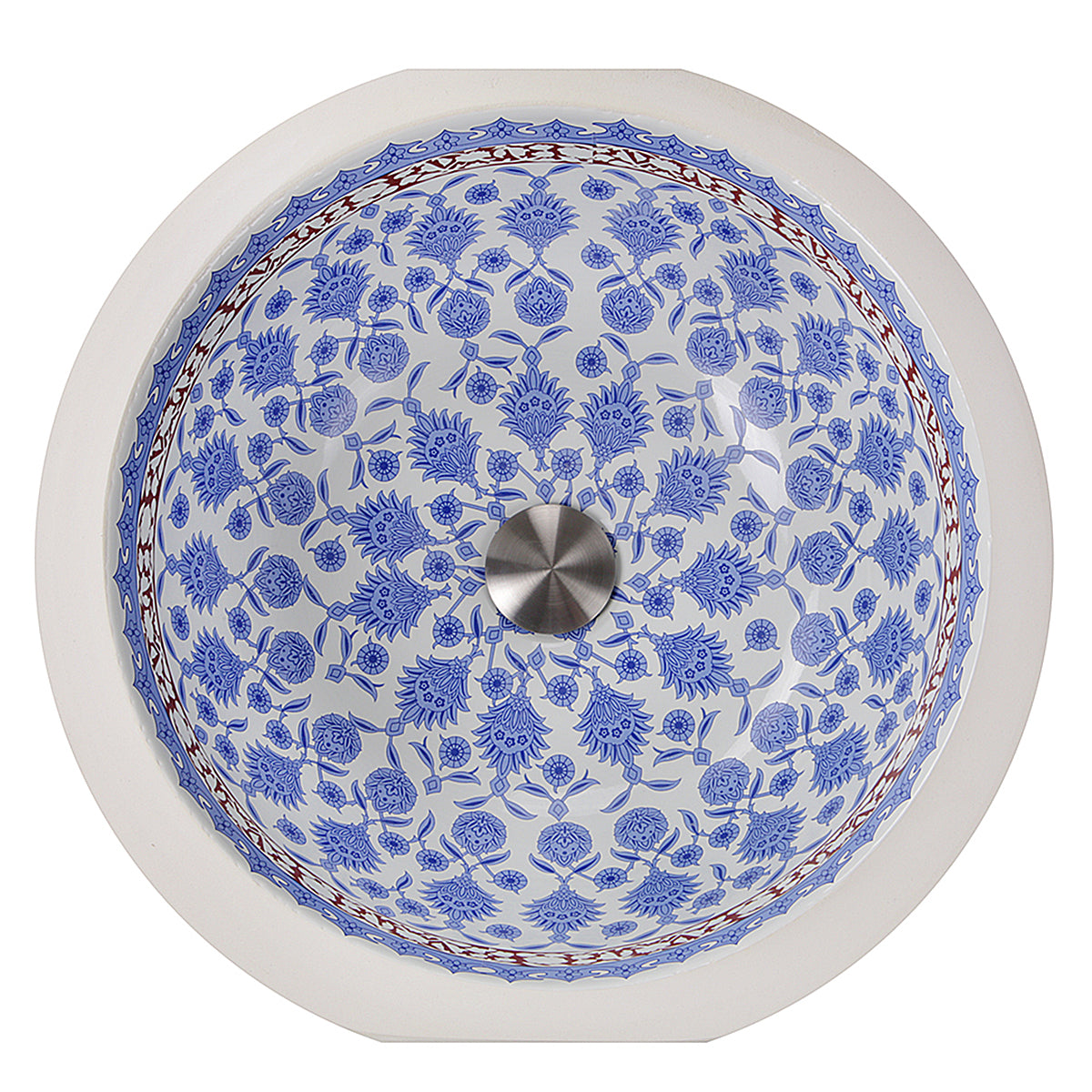 Nantucket Sinks Regatta 16" Fireclay Bathroom Sink, White/Blue/Red, RC78140M